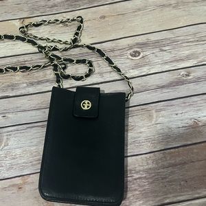 Giani Bernini Black Leather Phone Holder Crossbody Bag